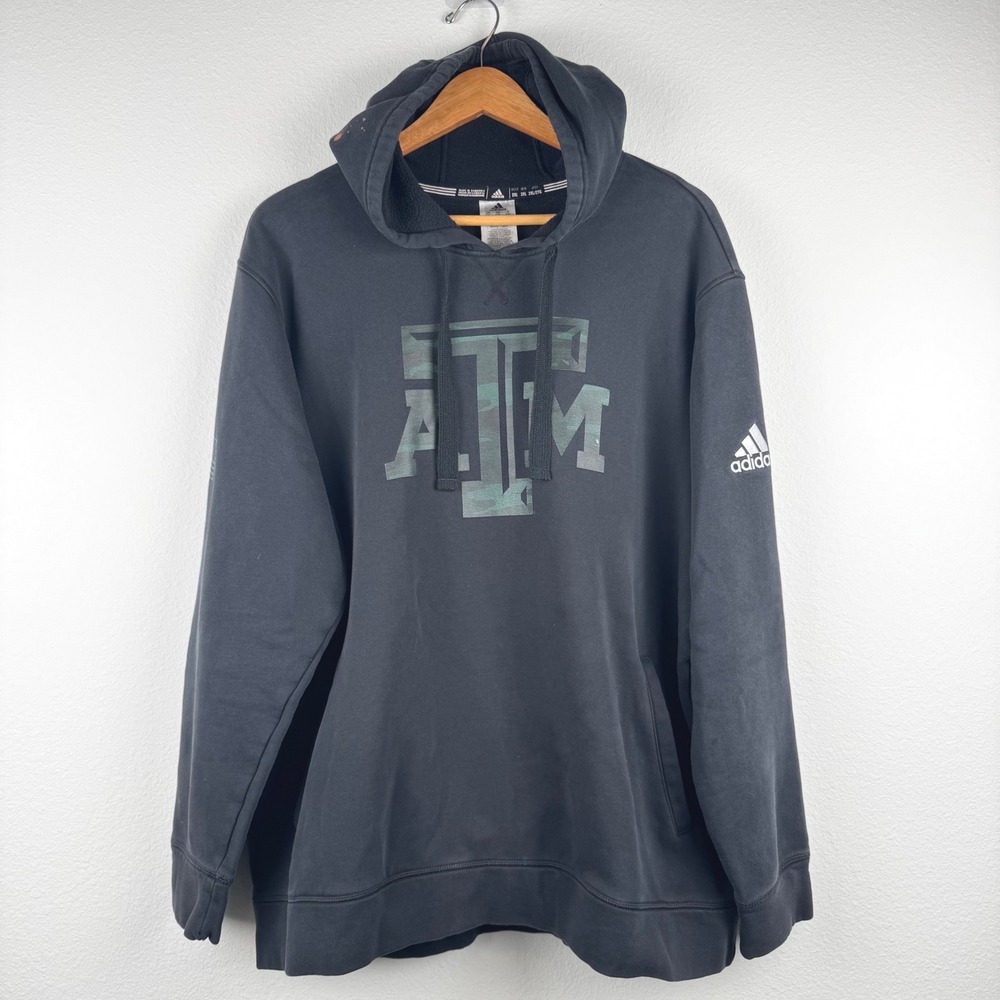 Adidas Hoodie Mens 2XL Black Fair Texas A&M Aggies Camo Logo Gorpcore Casual